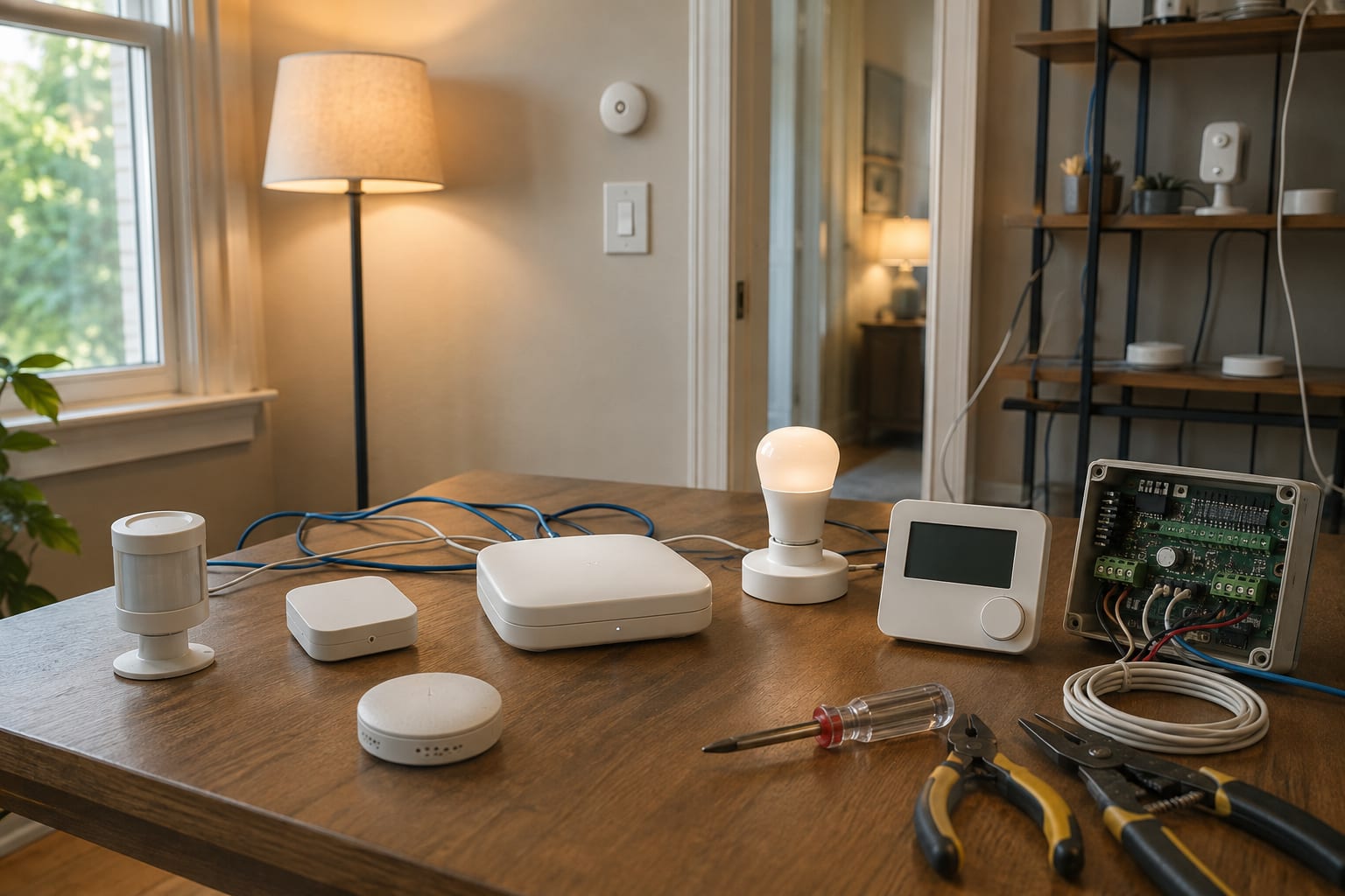 Connected-home sensors and controls in a residential test room